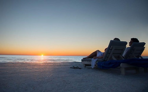 Guy Harvey Outpost cabanas at sunset